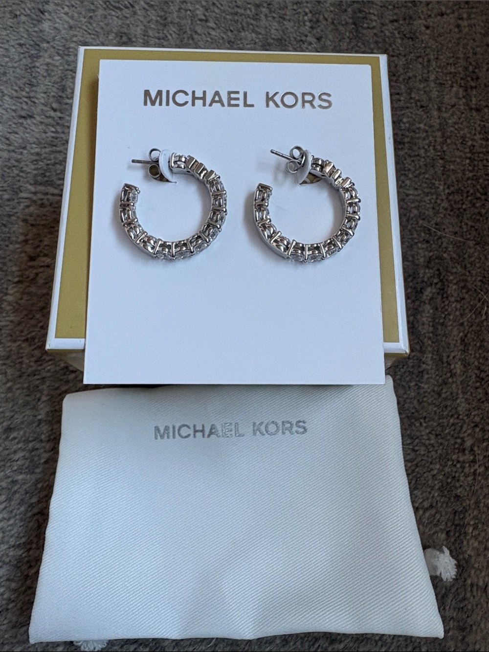 Michael Kors hoop huggie MK earring silver NEW fashion jewelry